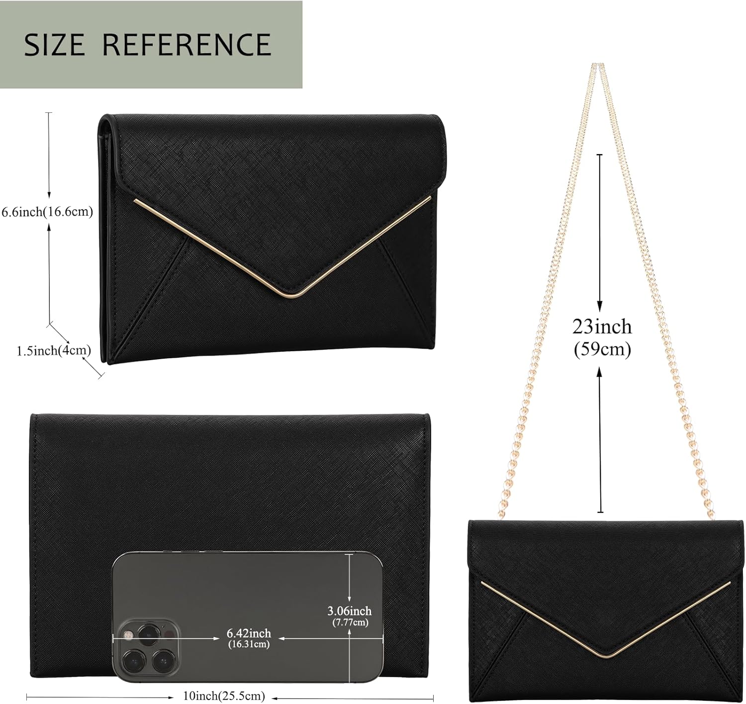DEXMAY Evening Clutch Handbag for Women Elegant Saffiano PU Leather Envelope Handheld Purse Formal Foldover Dressy Bag - Image 4