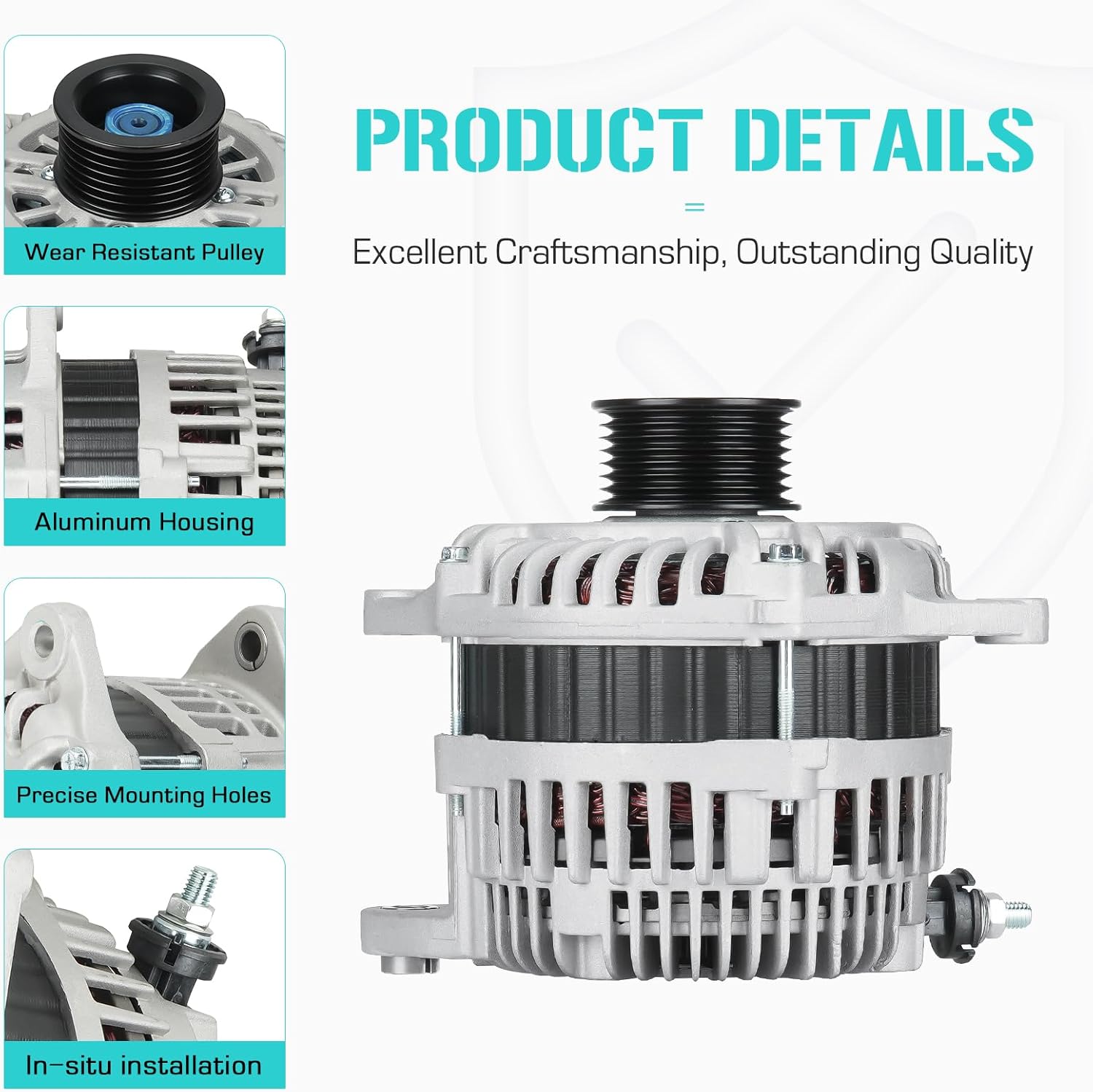 New Alternator for Nissan Quest 3.5L 2011-2017, for Murano 3.5L 2009-2014, for Maxima 3.5L 2009-2010, for Altima 3.5L 2007-2010 23100-1AA1A, 23100-1AA1B