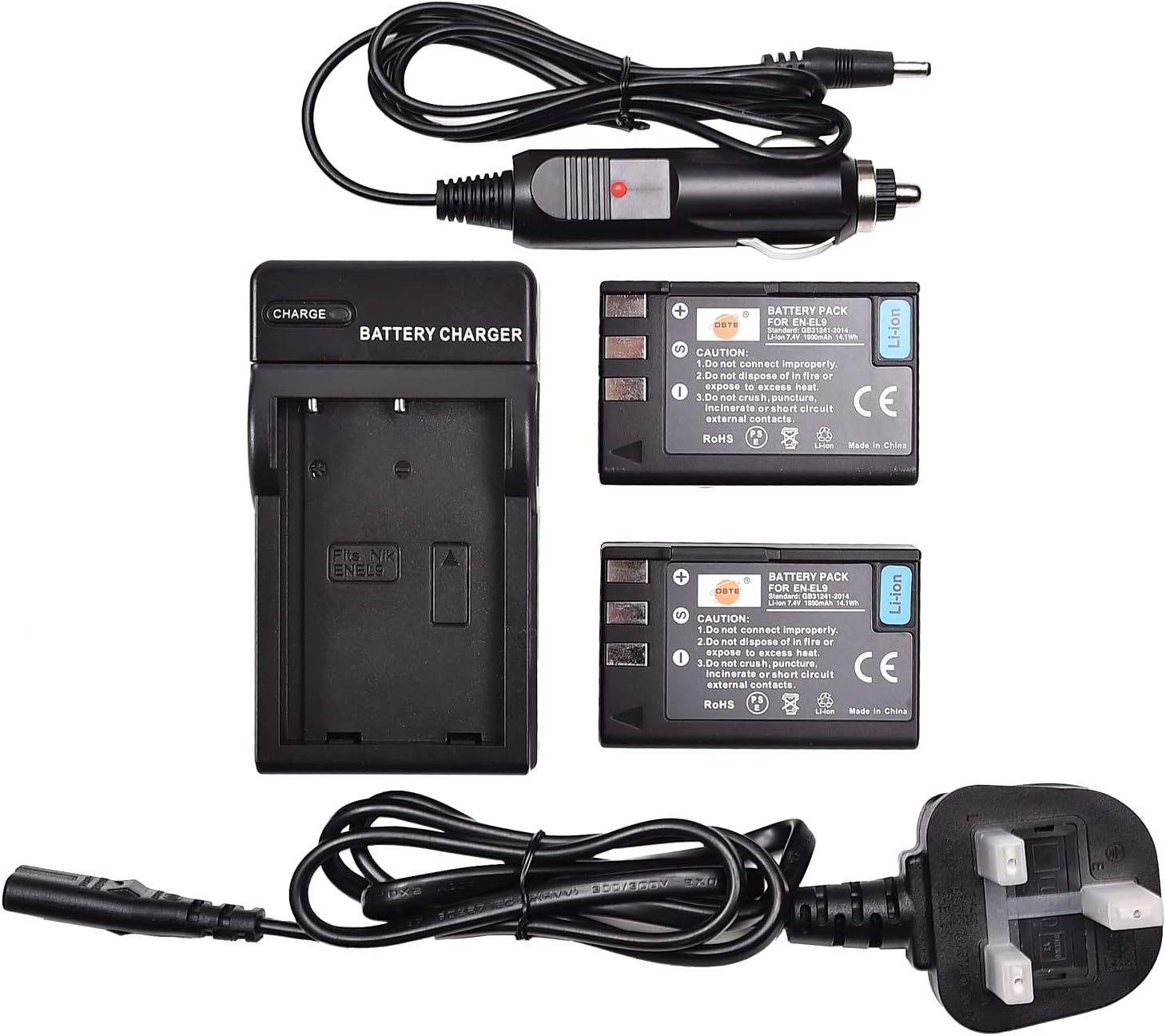 EN-EL9 EN-EL9a DSTE 2x Rechargeable Li-ion Battery + Travel and Car ...