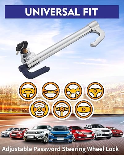 Miniatura 5 de Dispositivo antirrobo para volante de automóvil, bloqueo de freno de pedal de volante, doble gancho retráctil, productos de seguridad