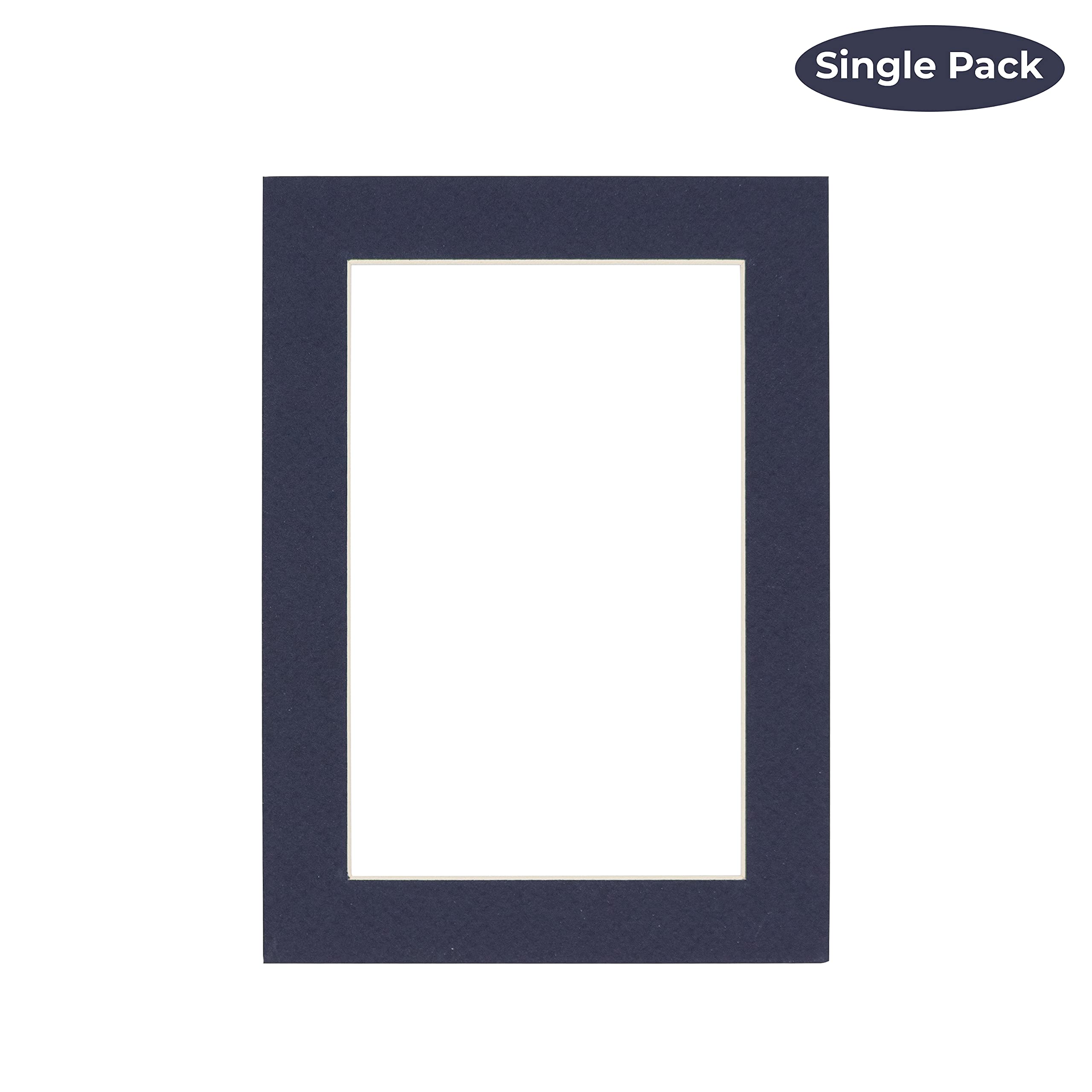 CountryArtHouse Navy Blue Acid Free 11x14 Picture Frame Mats with White Core Bevel Cut for 8.5x11 Pictures - Fits 11x14 Frame - One Mat
