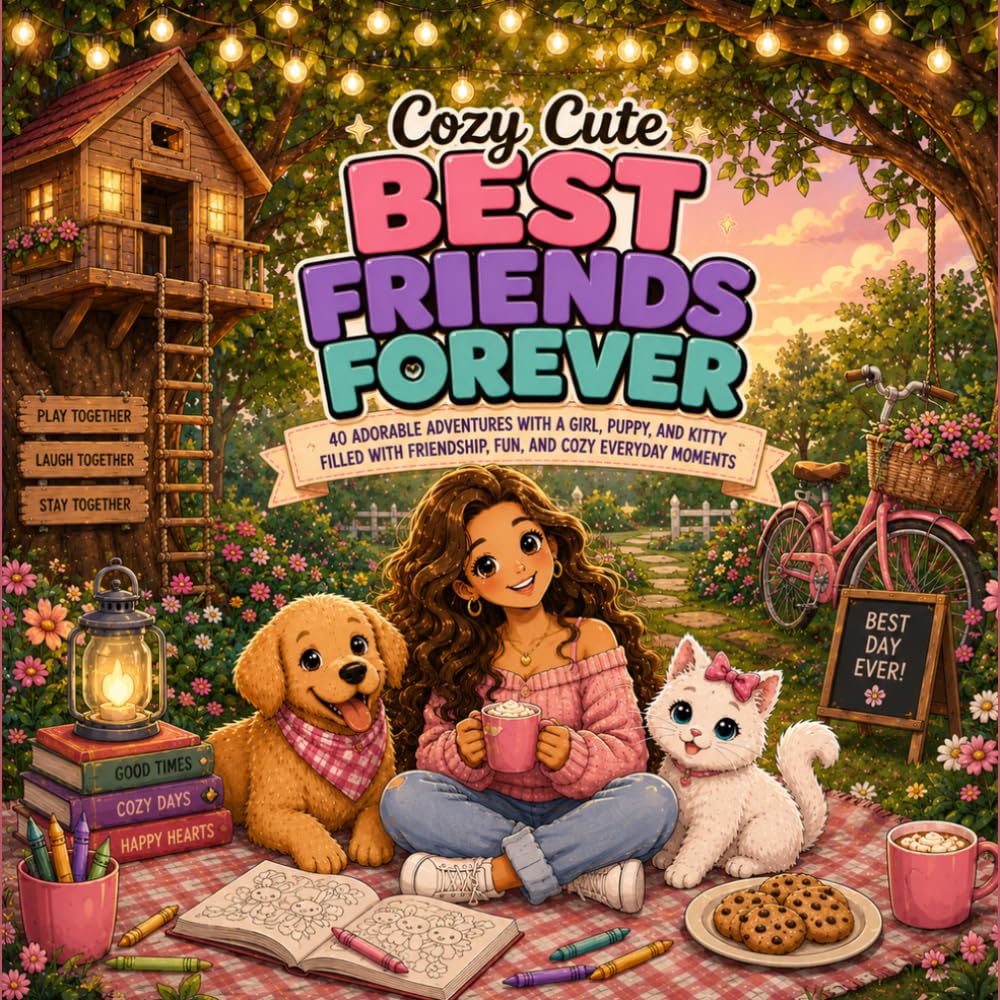 Cozy Cute Best Friends Forever: A Bold and Easy Coloring Book Filled with Cozy Adventures, Friendship, Seasonal Fun, and Heartwarming Moments