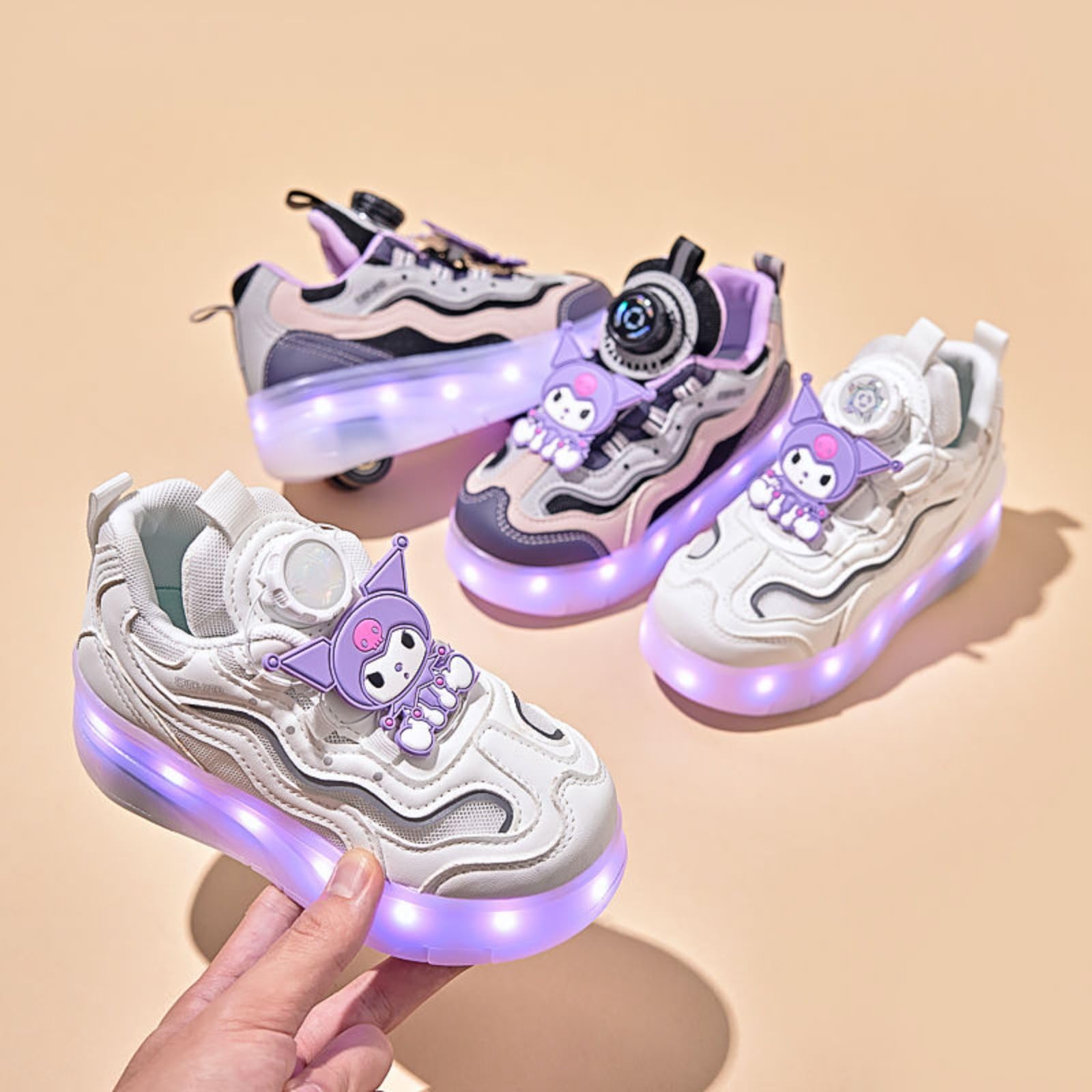 Chaussures d'entraînement à Quatre Roues LED pour garçons et Filles