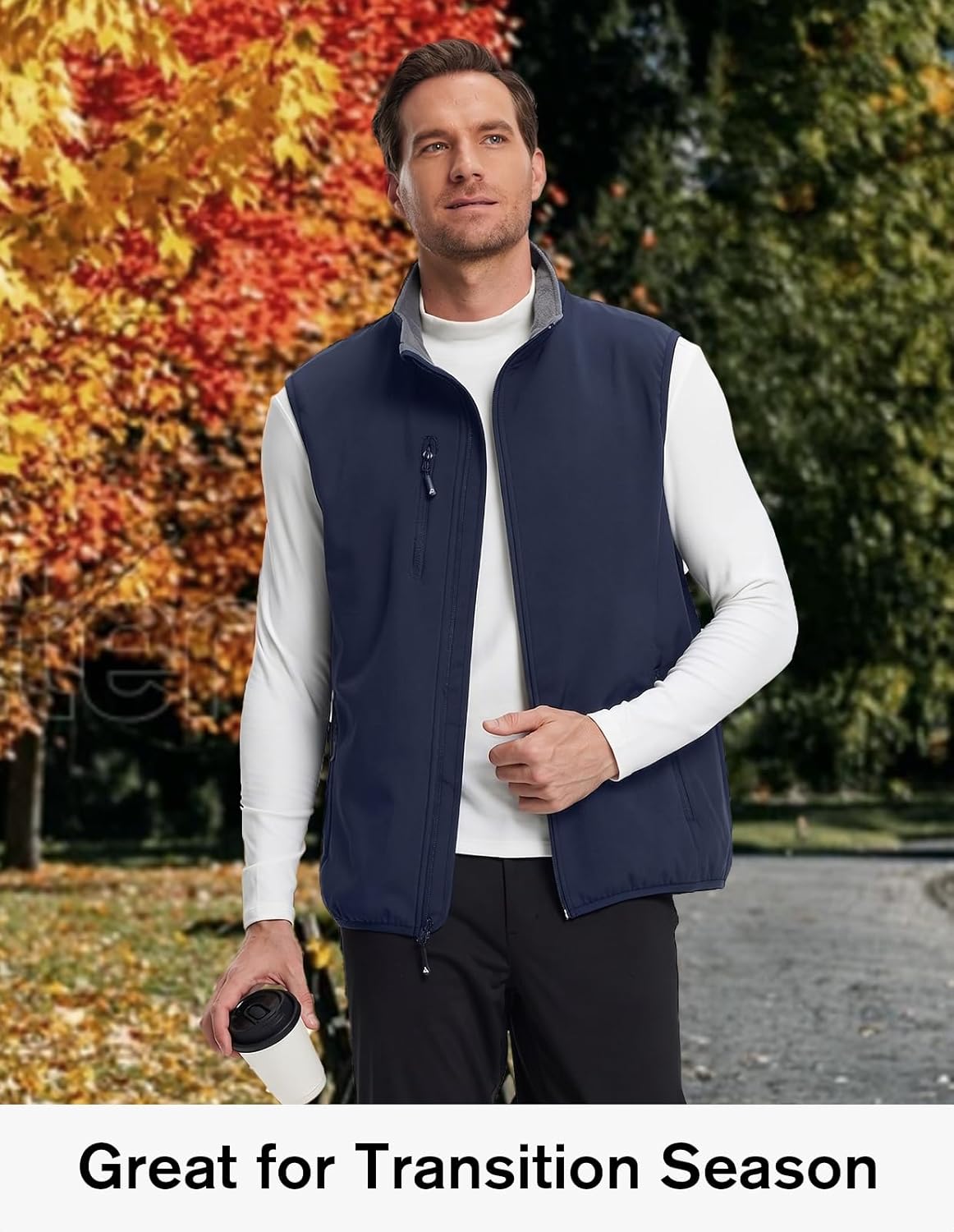 fit space Men's Lightweight Vest Softshell Sleeveless Windproof Jacket with Zipper Pcoket Cycling Travel Hiking Running Golf