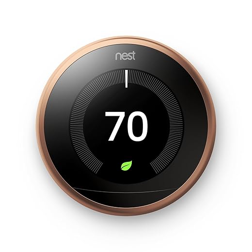 Nest T3021US Learning Thermostat, Easy Temperature Control for Every Room in Your House, Copper (Third Generation), Compatible with Alexa Small (Renewed)