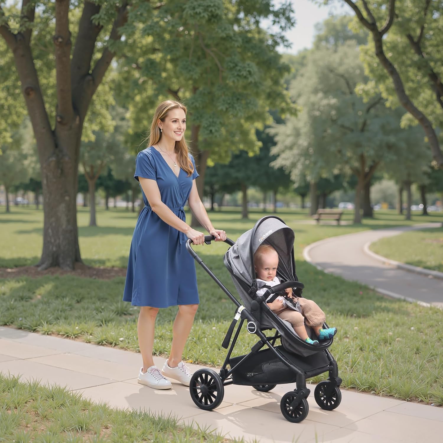 Lite 2.0 Baby Stroller with Newborn Mode, 2-in-1 Foldable Infant Stroller with Reversible Seat and UPF 50+ Canopy