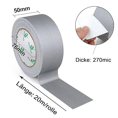 BOMEI PACK 2 Rolls Matte Duct Tape Fabric Tape High Tensile Strength Waterproof 50 mm x 20 m Available in Various Colours (Grey)