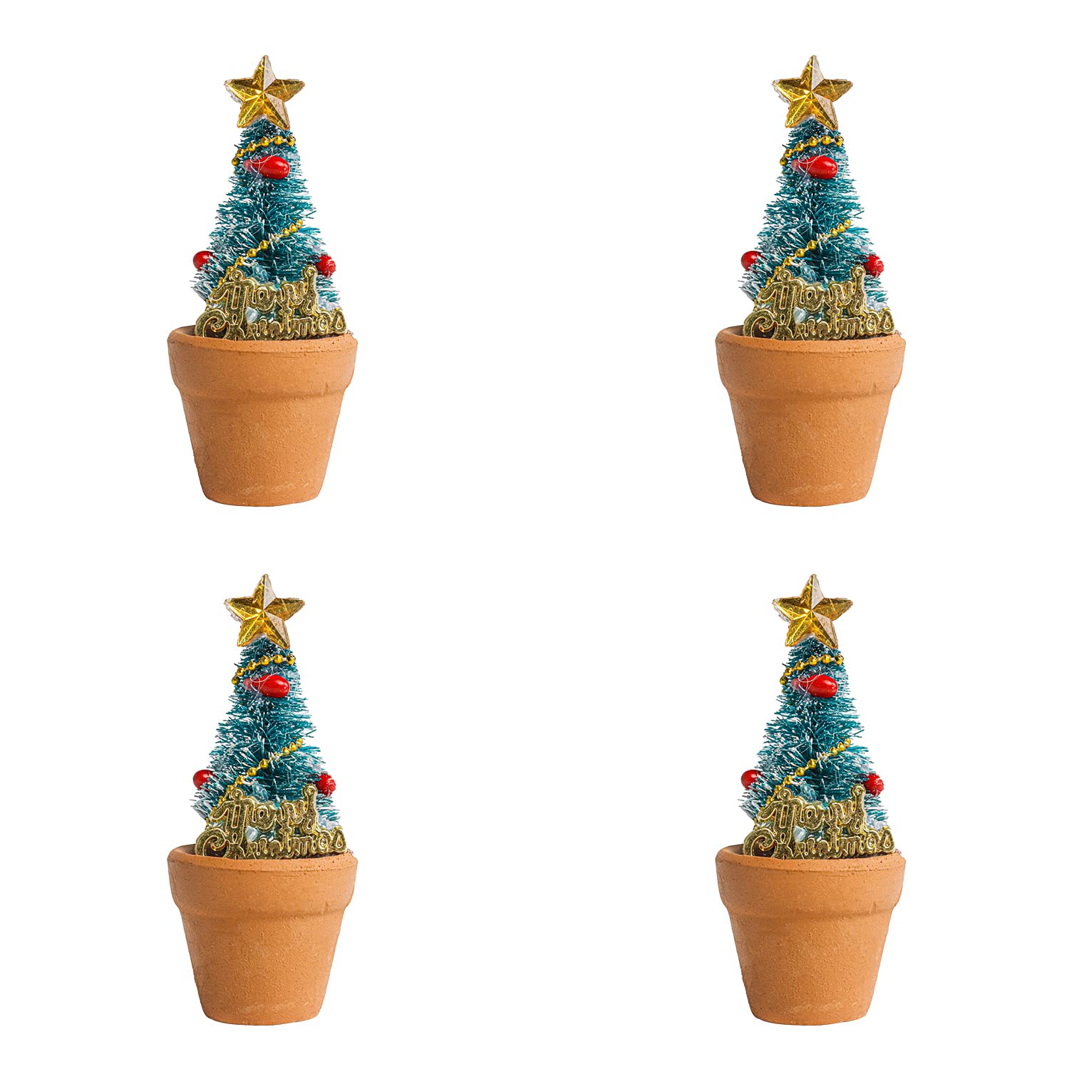 Amazon.co.jp: Hiawbon ミニチュアクリスマスツリー粘土鉢 4個 3インチ