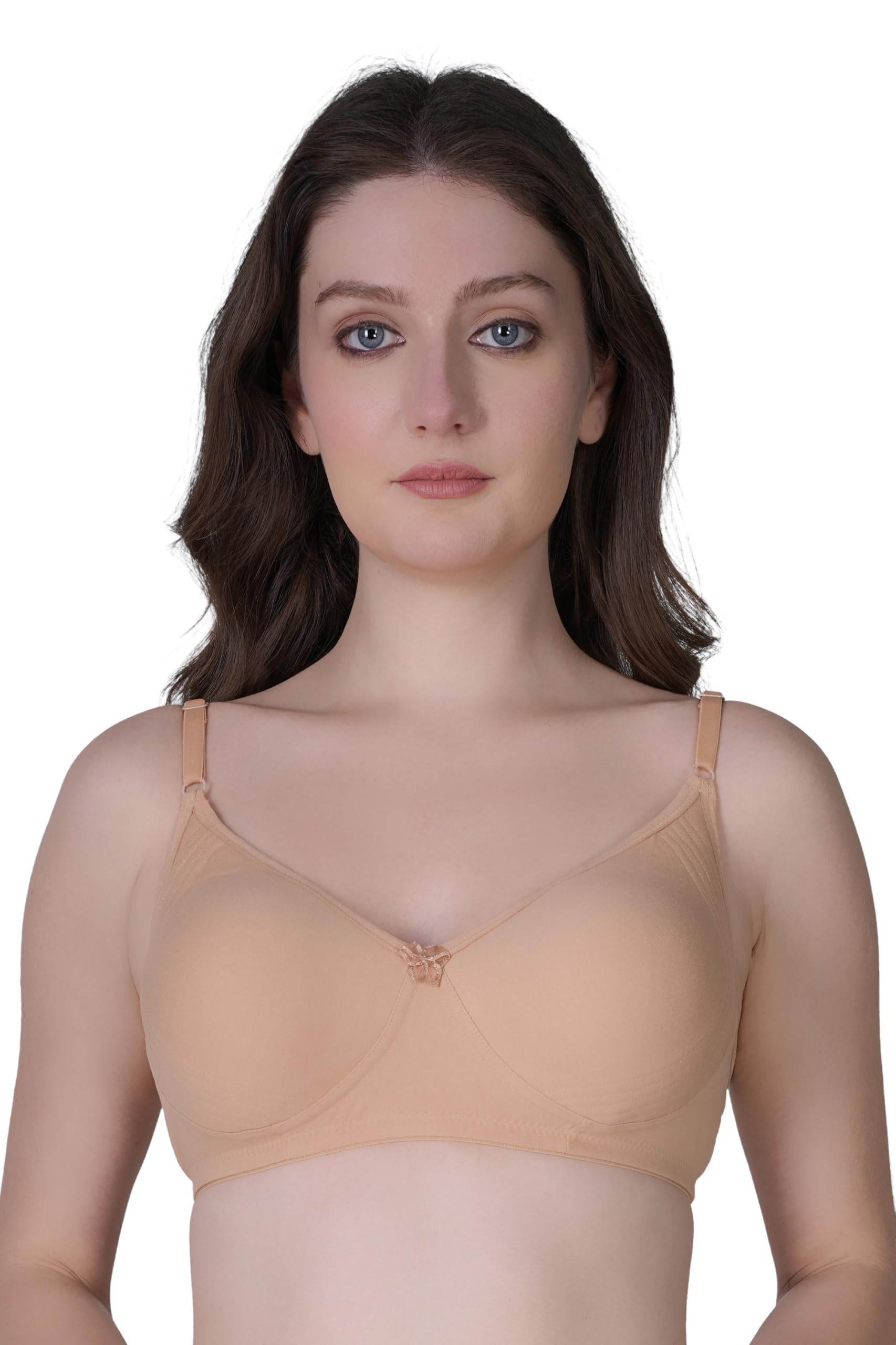 dempsey Women's Cotton Non-Padded Wire Free Full Coverage Bra Beige-picture-43