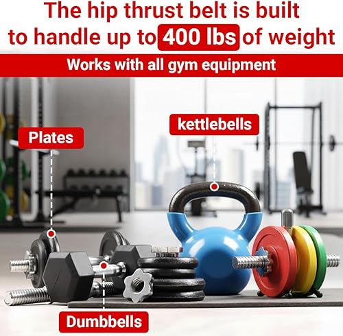 Miniatura 5 de Cinturón de empuje de cadera para entrenamiento de glúteos, cinturón SAB 360 Design con velcro fuerte y acolchado, correa de empuje portátil para