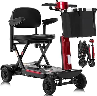 MS02-F 12-30Miles 4 Wheels Foldable Mobility Scooter for Adults&Seniors, 46Lbs Lightweight & 350W Powered Electric Folding Wheelchair, Removable Battery Compact & Convenient for Travel