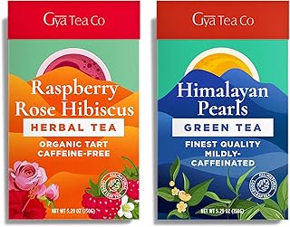 Gya Tea Co Raspberry Rose Hibiscus Tea & Himalayan Pearls Green Tea Set - Natural Loose Leaf Tea with No Artificial Ingred...