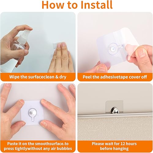 Miniatura 8 de 24 ganchos de pared sin clavos, ganchos adhesivos de pared, para usar en el interior de la cocina, baño, hogar y oficina (0.315 in)