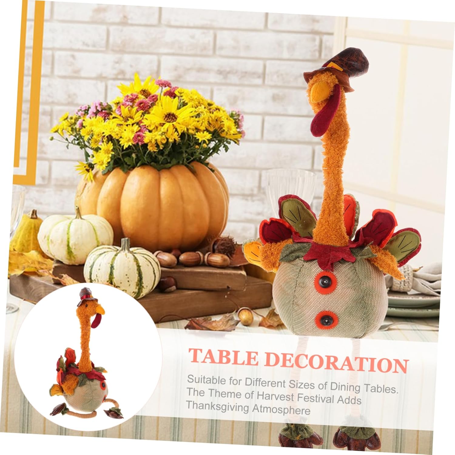 Thanksgiving Turkey Doll Decor Unique Fall Decoration for Home Office and Dining Room Charming Thanksgiving Centerpiece for Cozy Atmosphere for