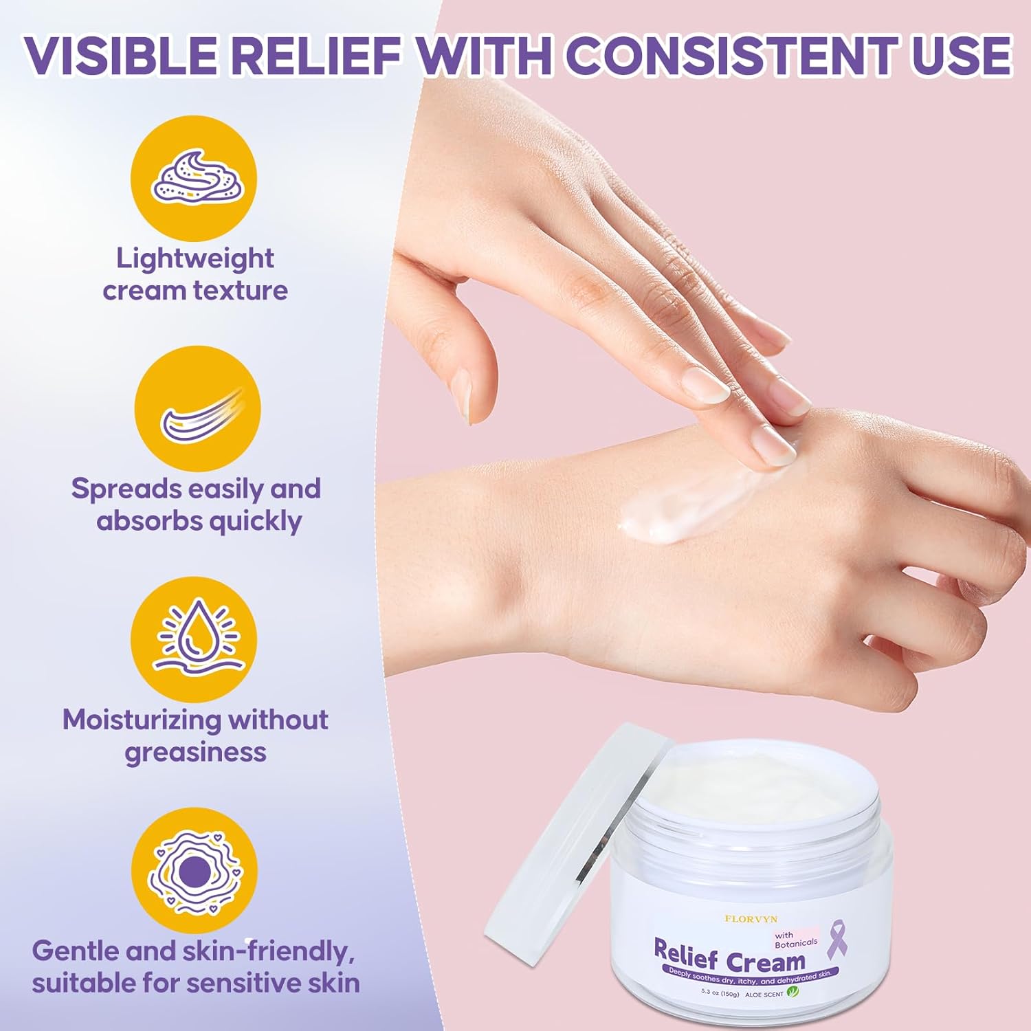 Radiation Burn Relief Cream, Soothing Moisture Cream for Sensitive Patients, Dry & Irritated Skin, Nourishing Hydration, Gentle Daily Skincare Cream for Calming Redness & Discomfort, Aloe Vera Scent