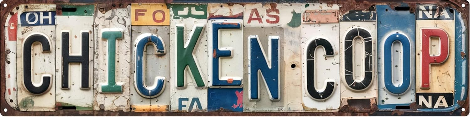 Vintage Chicken Coop Metal Tin Signs Street Signs Home Wall Decor Accessories Rural Farm 4x16 in