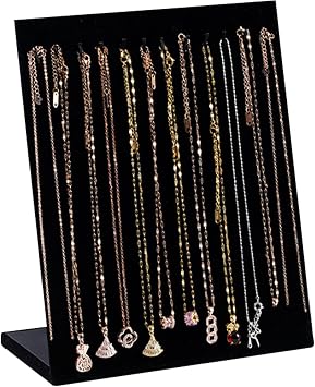 Necklace Organizer Necklace Display Stand for Selling Velvet Jewelry Display Stackable with 12 Hooks for Women L-Shaped 10x8x4 in Organizer