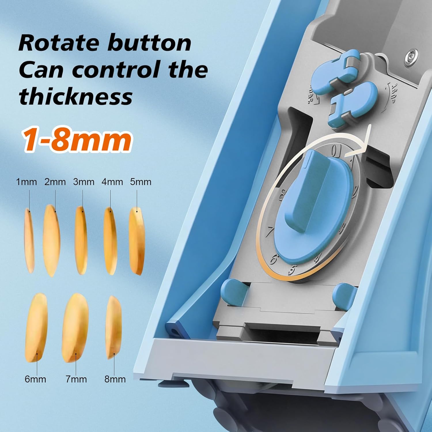 Upgraded Safety Vegetable Slicer and Chopper, Adjustable Vegetable and Food Processor, Potato and French Fry Cutter, No Blade Replacement Required, Kitchen Cutting Tool.