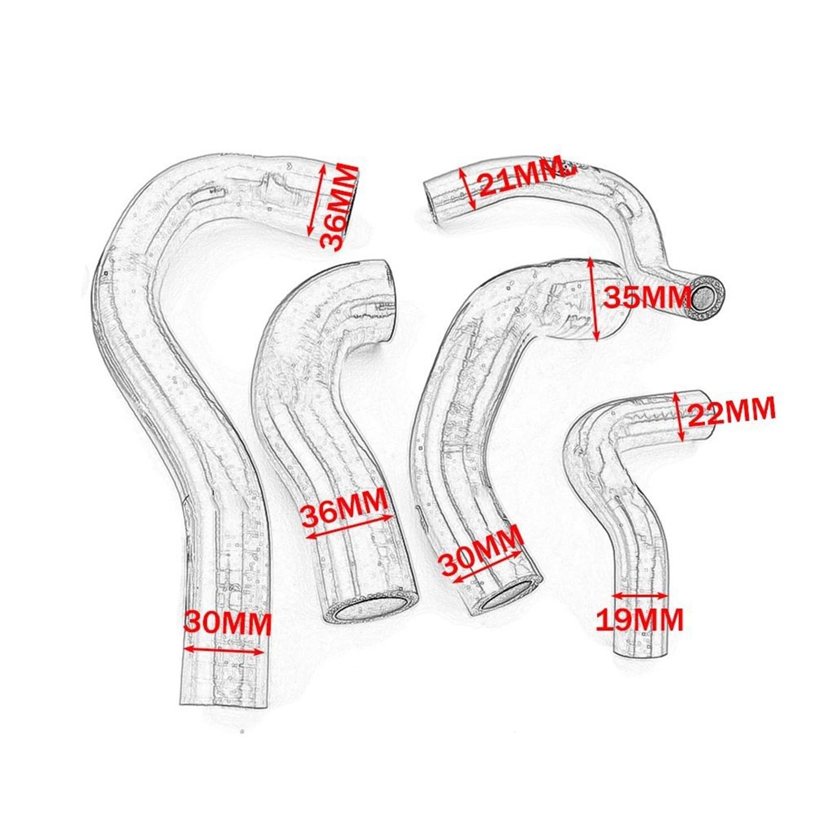 Líneas y mangueras de presión Kit de manguera de refrigerante de silicona para Yamaha MT-09, XSR900, MT09, Tracer 900, GT 9, GT 900, GT FZ09, FJ09, FZ09, FZ MT09. Manguito Turbo(White)
