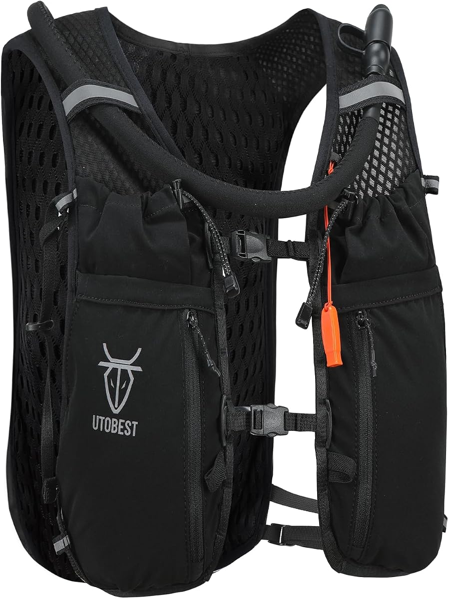 UTOBEST Running Vest Lightweight Hydration Pack 10L UTR110 | 7 Pockets,Large Phone Holder,Max Breathability For Summer,Comfort Fit,Dual Hydration System,for Trail,Marathon,Hiking