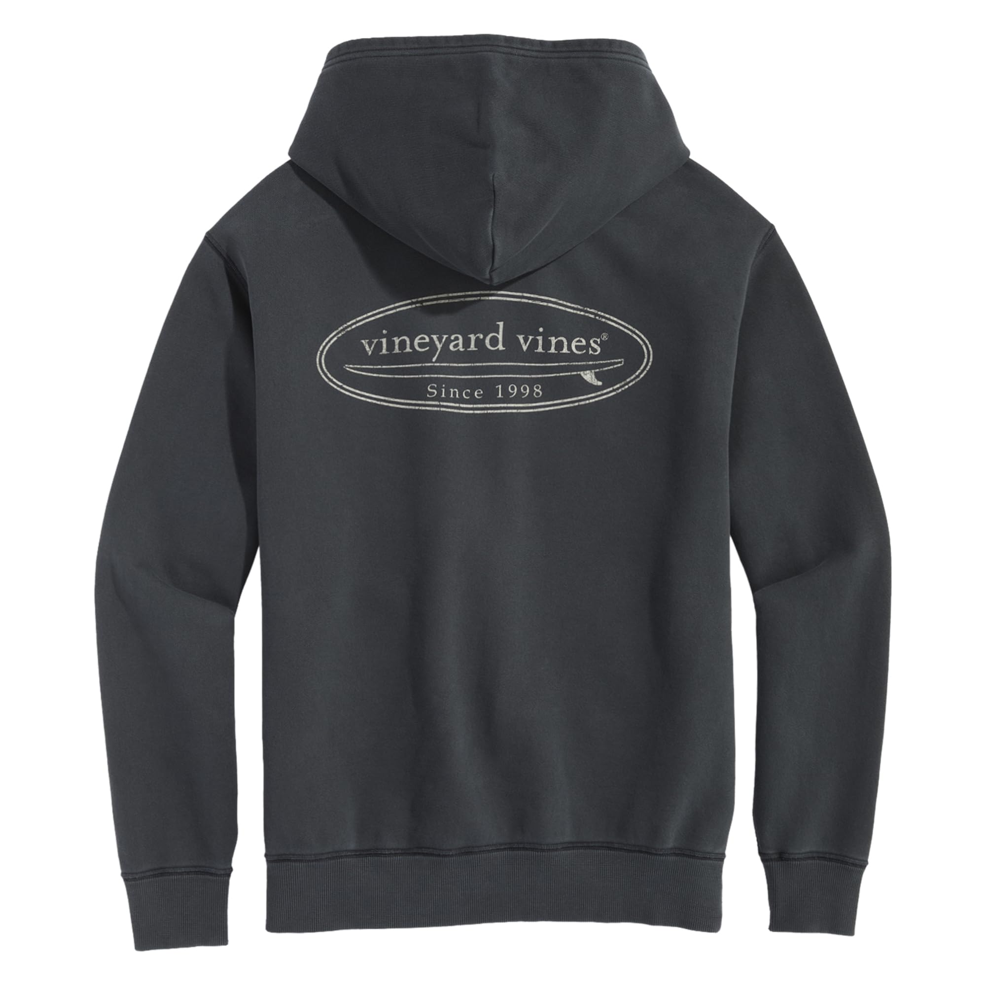 Vineyard Vines Men's Jet Black Surfboard Gart Dye French Terry Hoodie, Xl