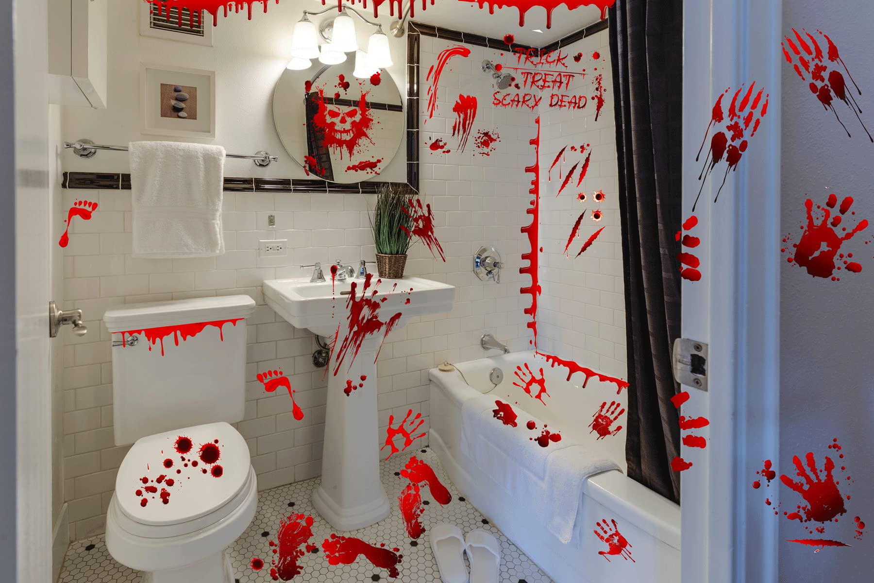 9 Autocollants Fenêtre d'Halloween, Autocollants de Crâne d'Araignée de