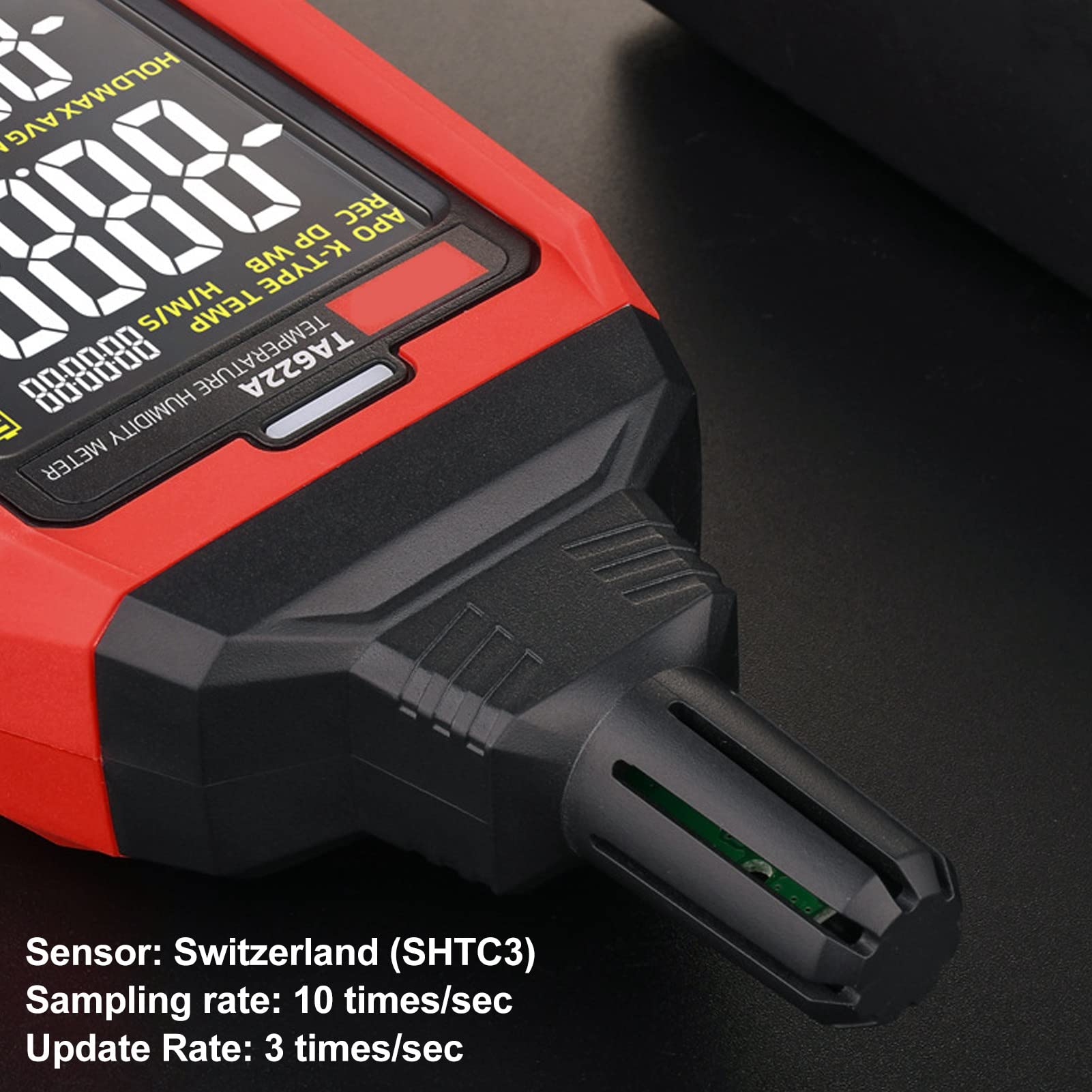 Generic Higrómetro Digital de Alta Precisión Medidor de Humedad y Temperatura con Función de Alarma para Laboratorio ABS Negro Rojo