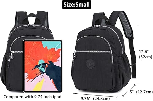 Miniatura 3 de Mochila pequeña de nailon mini casual ligera mochila para mujeres y niñas, Negro, S, Mochilas Daypack