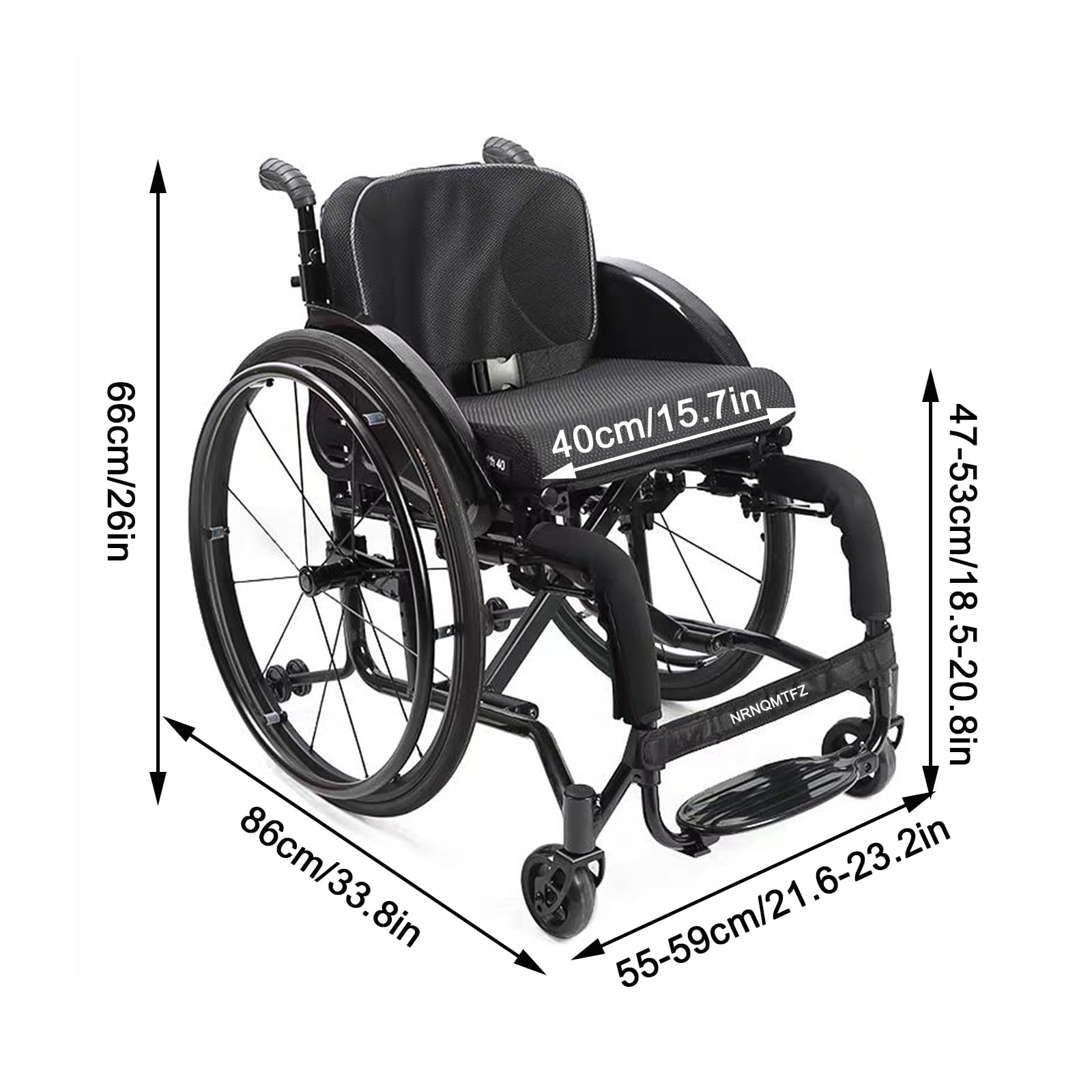 Sedia a Rotelle Sport all'Aria Aperta, Sedia a rotelle Pieghevole Super-Leggera da transito in Alluminio,semovente Manuale con poggiagambe oscillante,carico 100 kg(Seat Width 40cm/15.7in)
