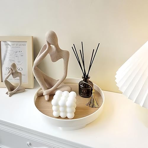 Miniatura 3 de Bandeja decorativa redonda para mesa de café, mesa de entrada, decoración de baño, organizador de escritorio para perfumes, velas, llaves, bandejas