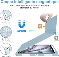 FARYODI iPad Air 13" (M2) 2024 Védőtok Levehető Bluetooth Billentyűzettel, Francia AZERTY Kiosztás, Beépített Apple Pencil Tartóval, Világos 5