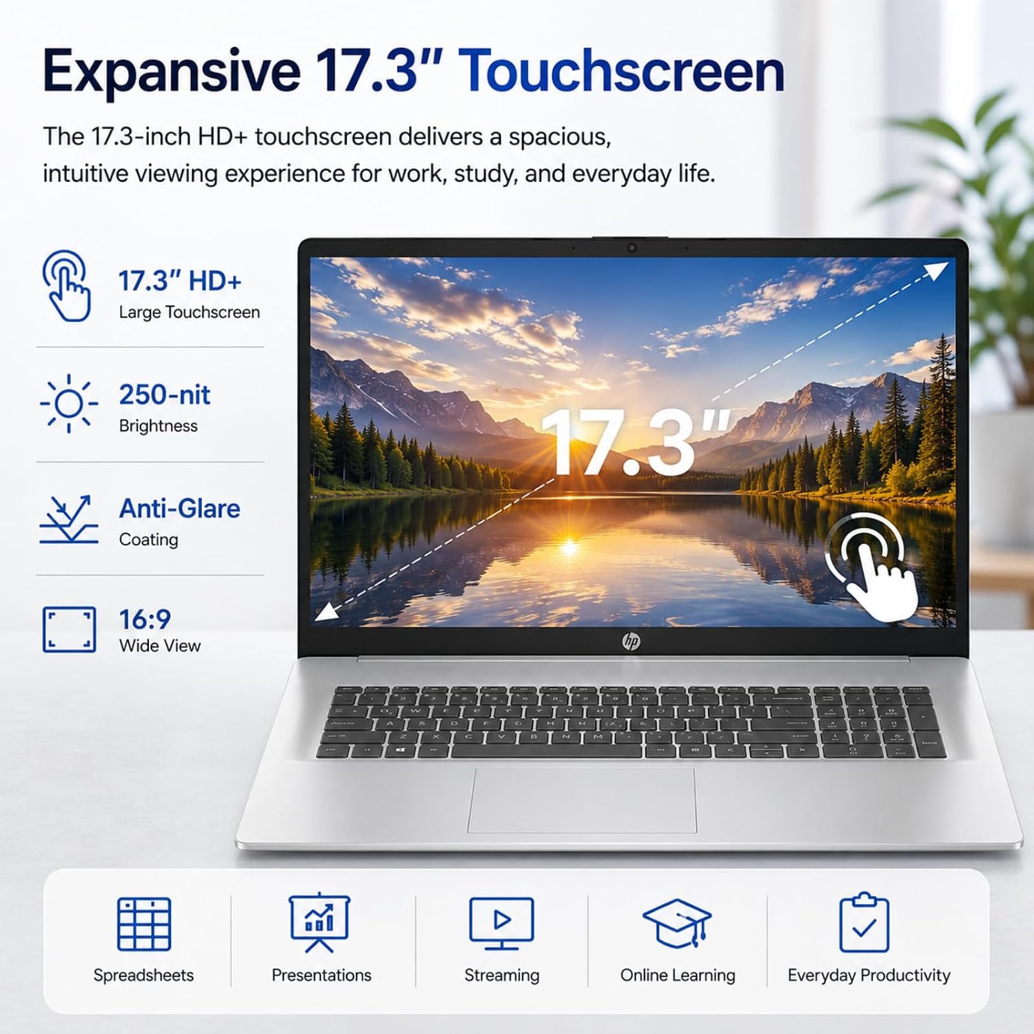 HP 17 Inch Touchscreen Business Laptop, AMD Ryzen 5 7430U, 16GB RAM 1TB SSD image 5