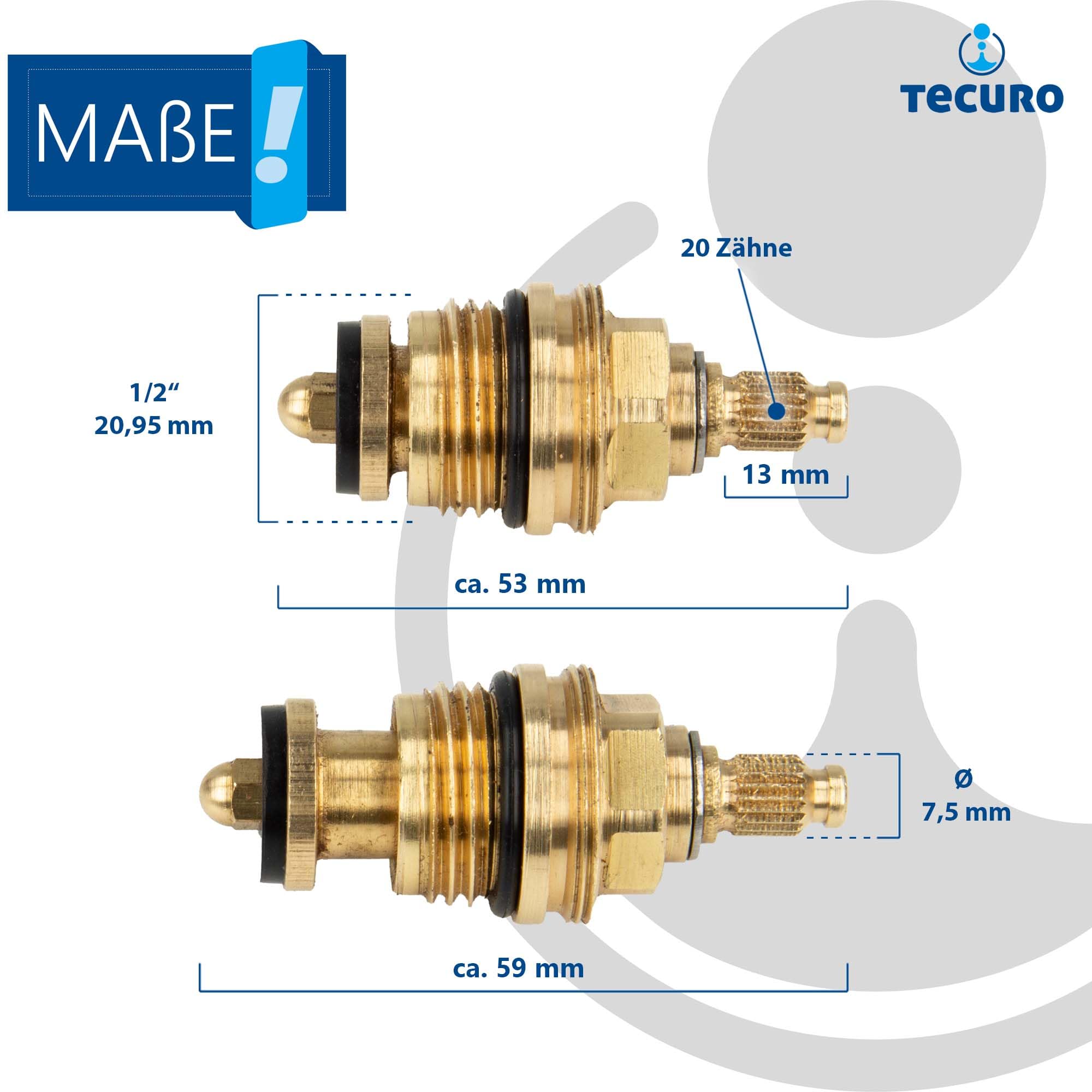 tecuro | Universal top of the valve plumbing | for taps and valves | 1/2 inch | for cold and hot water | brass blank | 25512