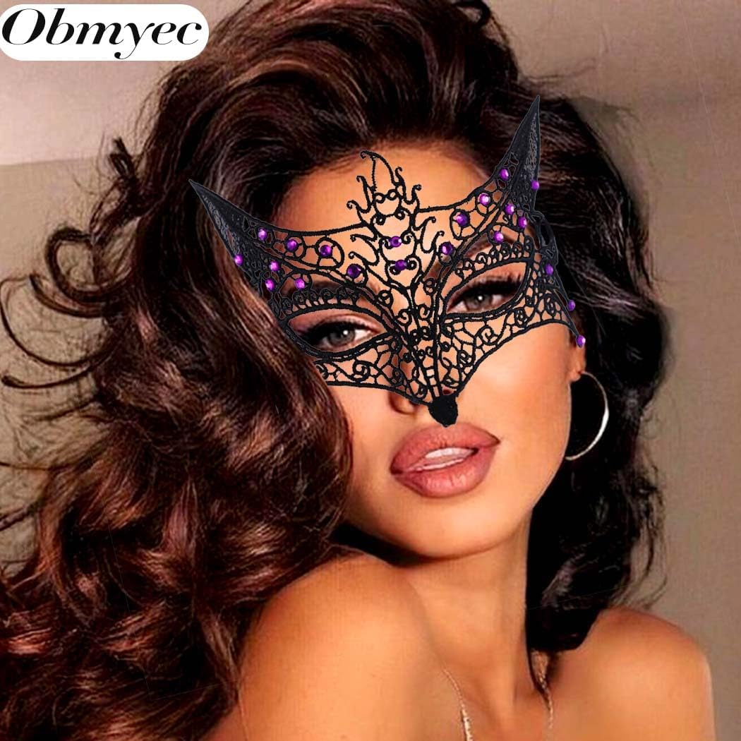 Lace Masquerade Mask for Women Black Sexy Crystal Lace Masks Halloween Costume Party Mask Mardi Gras Eye Mask