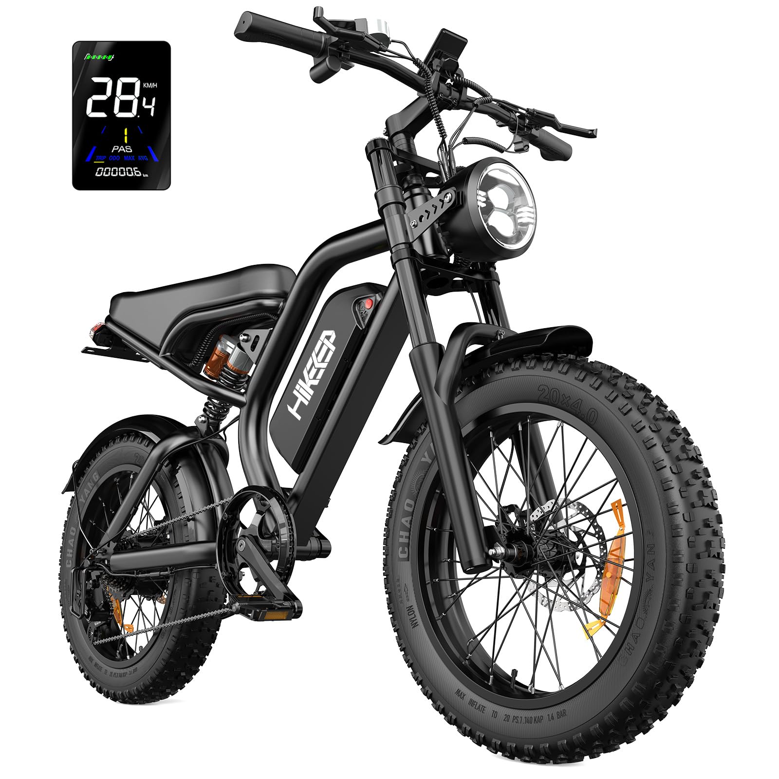 Electric Bike for Adults, 48V 15Ah 32MPH / 70 Miles by 1000W (Peak 1500W) Brushless Motor, 20" Fat Tire Ebike with 7 Speed Gear Electric Mortorcycle for Mountains, Gravel, Snow, Sand, Road