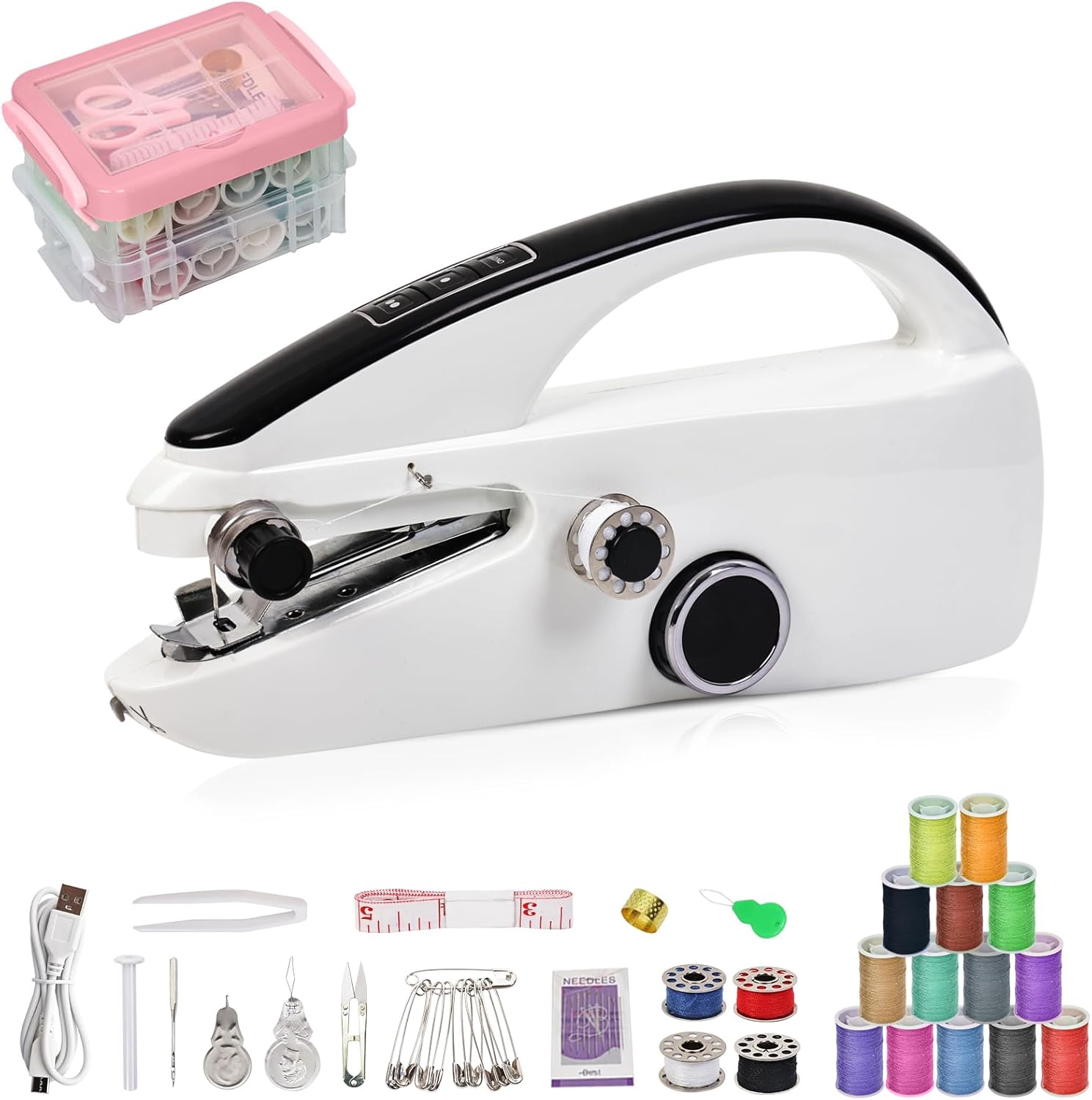 Handheld Sewing Machine for Quick Stitching, Easy to Operate Mini Portable Hand Sewing Machine for Beginners with Sewing Kit, Ideal for Home, Travel, and DIY product image