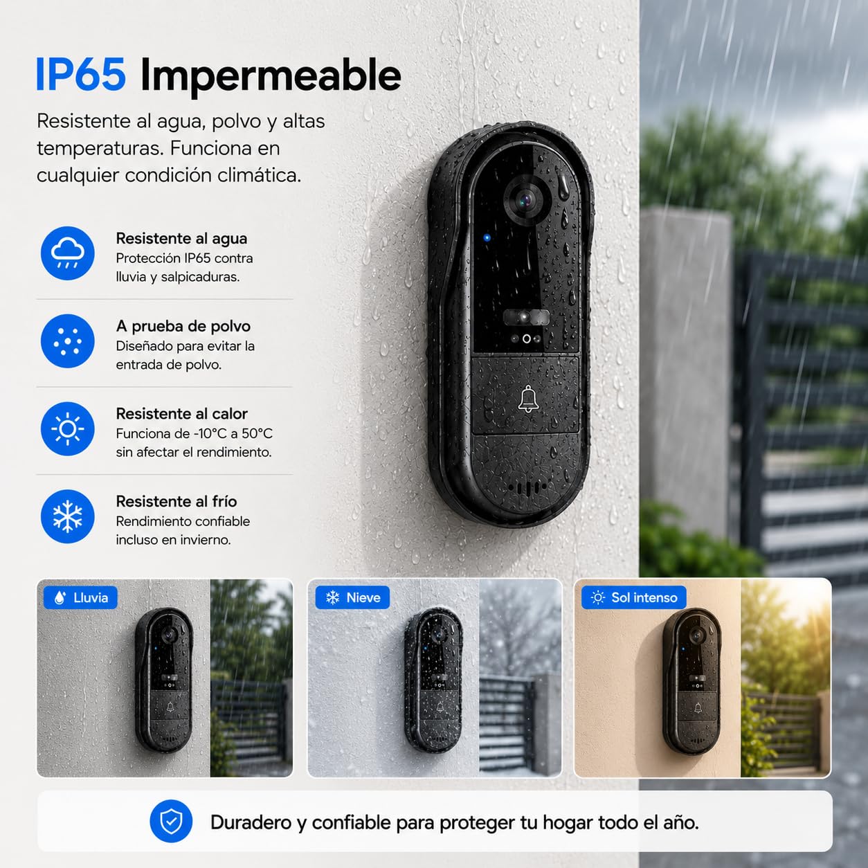 Zeerkeer Videoportero Inalámbrico Sin WiFi con Pantalla IPS de 4,3", Timbre con Cámara 1080P, Audio Bidireccional, Visión Nocturna, Ángulo 170° e IP65 Impermeable