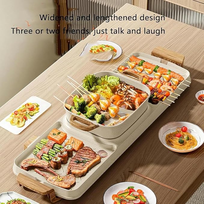 Parrilla Eléctrica con Olla Caliente 2 en 1, 2200W para Shabu-Shabu miniatura 3