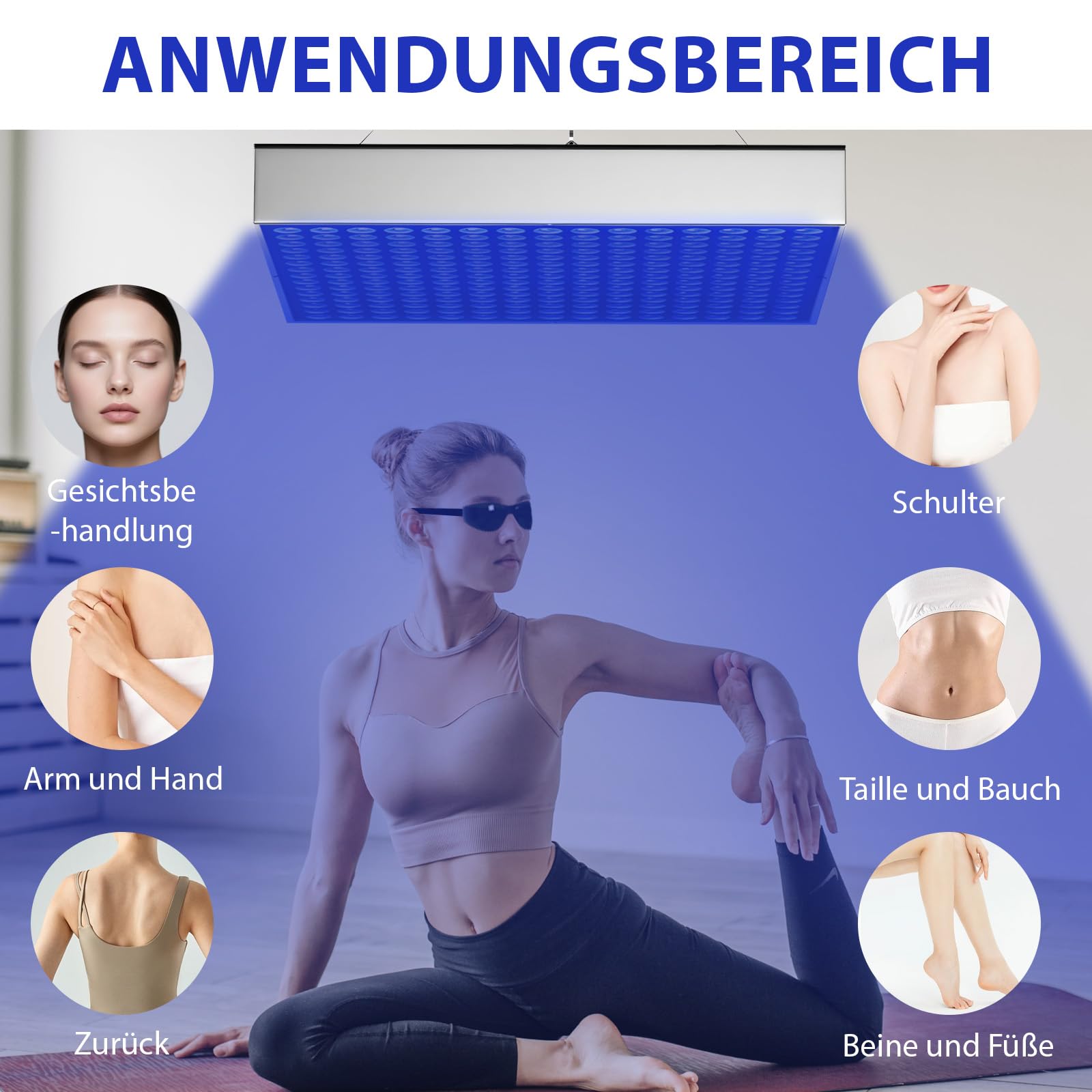 Bräunungslicht Solarium Portable Tanning Lamp für Home Gesichtsbräunung Tageslicht für Gesicht und Körper für zu Hause with Adjustable Stand and Hanging Hooks (J)