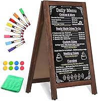 AMUSIGHT Wooden A-Frame Magnetic Chalkboard Sign 40x20 - Double-Sided Outdoor Sandwich Board for Restaurants, Cafes, Weddings