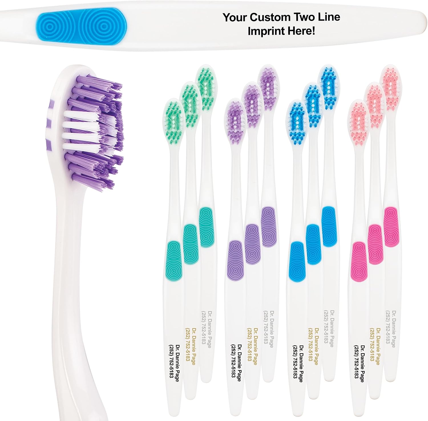 Practicon Personalized SmileGoods A383 Toothbrush, 38 Tuft, Soft Bristle, 144 Individually Packaged Premium Toothbrushes, Assorted Colors Bulk Pack