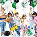 LUDEOU 111 PCS Green White Black Balloon Arch Garland Kit, Video Game Sports Soccer Party Supplies, Confetti Latex Balloon, Polka Dots Balloon, Star Foil Balloon for Green Sports Football Game Jungle Animal Theme Birthday Baby Shower Party gallery image
