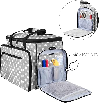 LUXJA Sewing Machine Case with Removable Padding Pad, Gray Dots | Travel Case for Most Standard Sewing Machines & Accessories, Bag Only