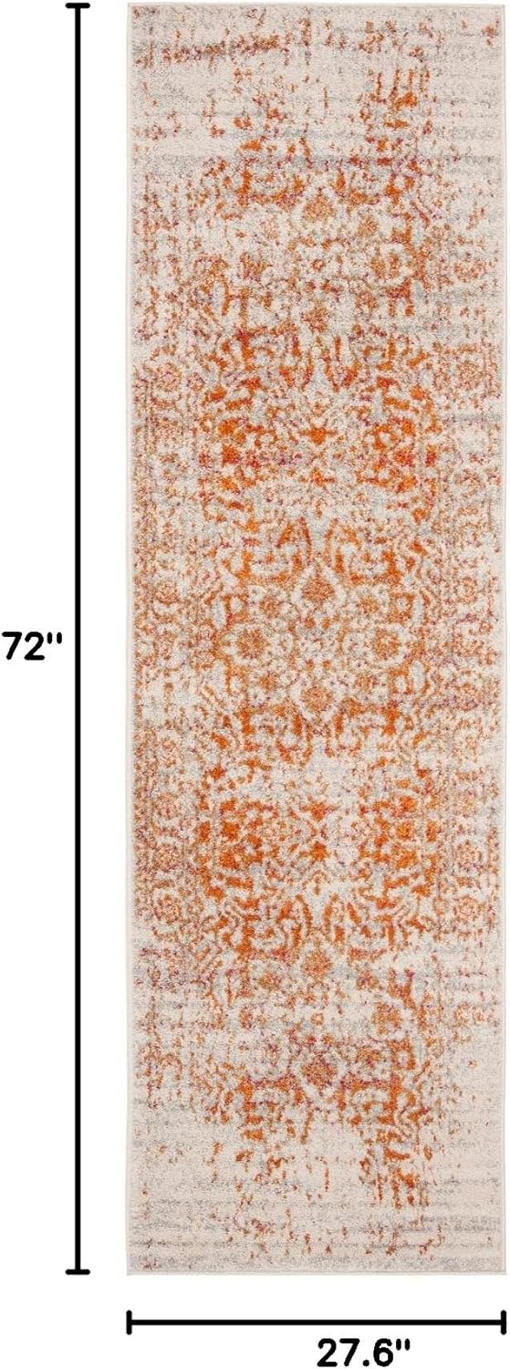 SAFAVIEH Madison Collection Runner Rug - 2'3" x 6', Orange & Ivory, Snowflake Medallion Distressed Design, Non-Shedding & Easy Care, Ideal for High Traffic Areas in Living Room, Bedroom (MAD603P)