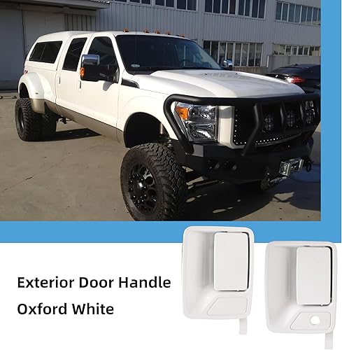 Miniatura 5 de Manija de puerta exterior, para camioneta Ford F250 F350 1999-2016, manijas de puerta delantera trasera e izquierda derecha blanca Oxford, OE#