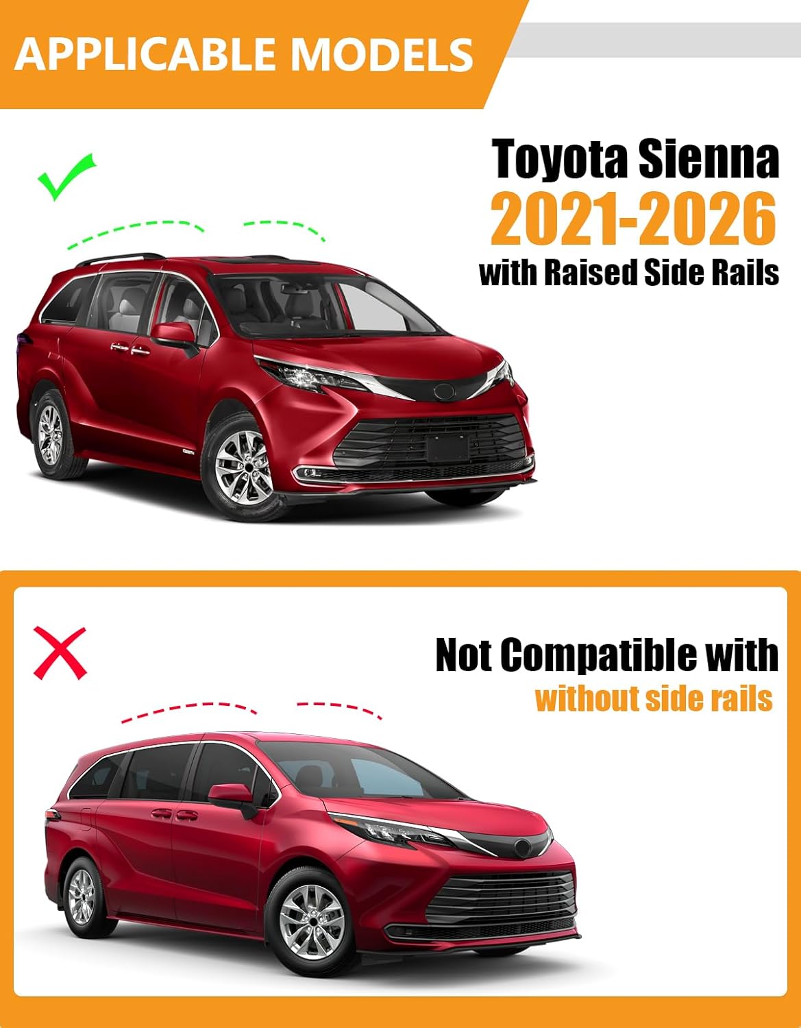 KINGGERI 300Lbs Lockable Roof Rack Cross Bars Compatible with Toyota Sienna 2021 2022 2023 2024 2025 2026, Anti-Theft Aluminum Roof Rails Crossbars Rooftop Cargo Basket Carrier Bag Luggage Rails Compatible with Toyota Sienna 2021-2026