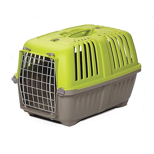 MidWest Homes for Pets Spree Travel Carrier – Hard-Sided Dog & Cat Carrier, Small Pet Travel Crate with Handle, Ventilated Design, Easy Assembly, 22-Inch, Green