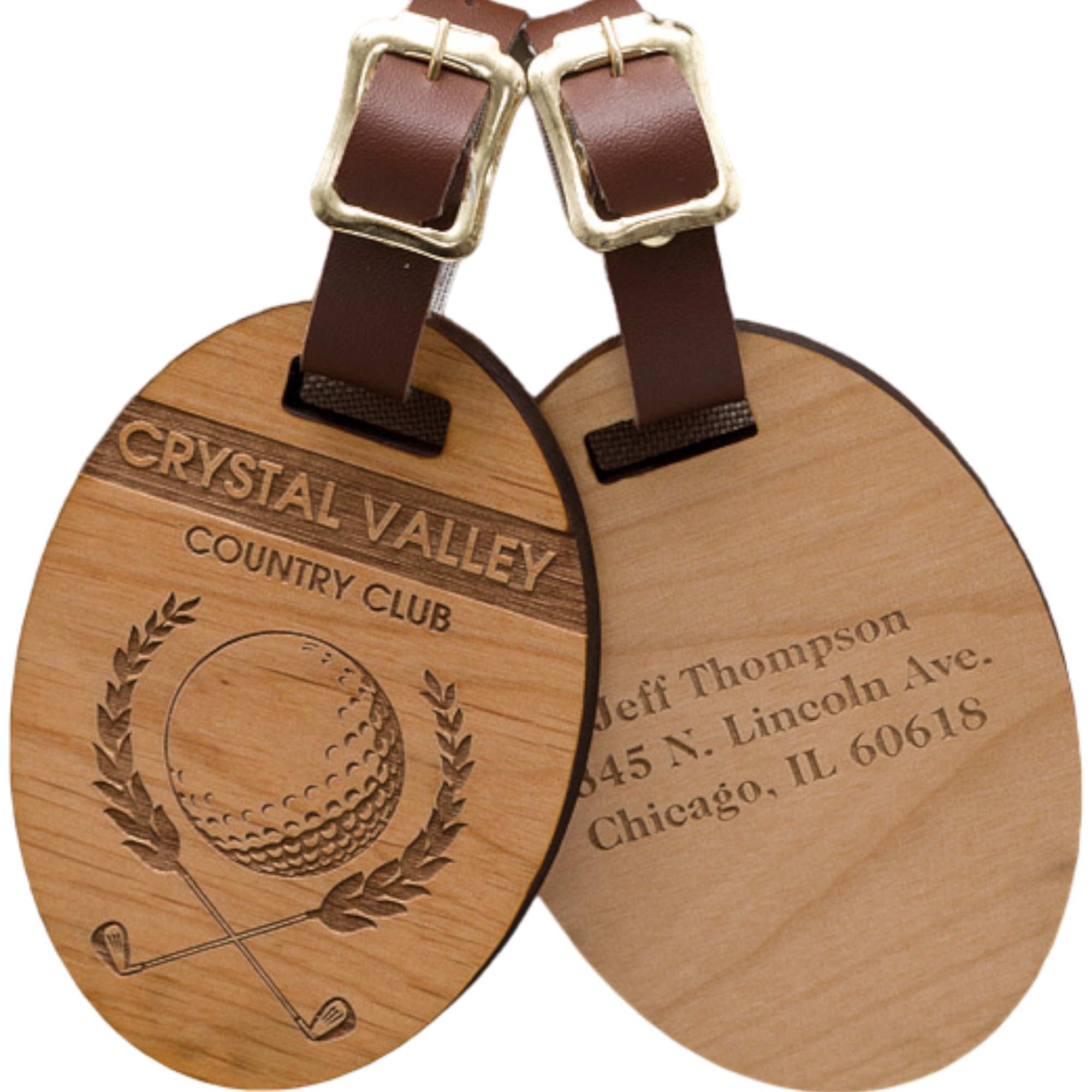 Personalization Universe Classic Golfer Personalized Wood Bag Tag - Custom Engraved Golf Bag Tags for Men - Golf Accessories - Perfect Dad Birthday Gift - 3 Design Options - Made in USA - 1 Pack