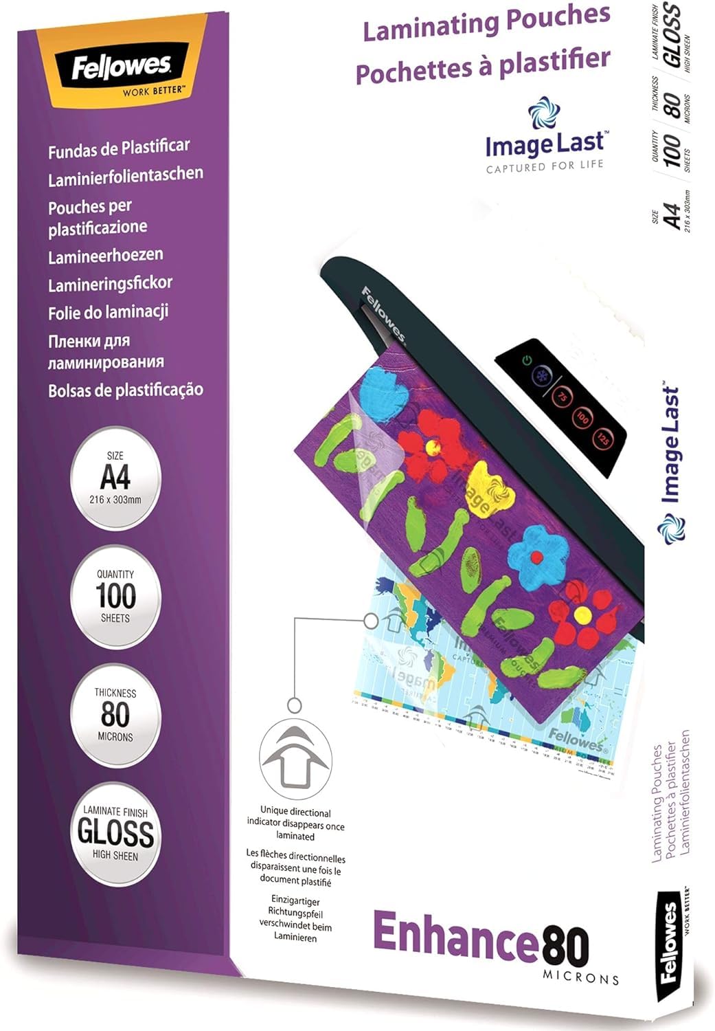 Pavo 8038718 Plastifieuse Floride haut de gamme pour set de 5 feuilles de plastification incluses – Certifié TÜV/GS, A4 & Fellowes 5306114 Pochettes de plastification A4 80 microns par 100