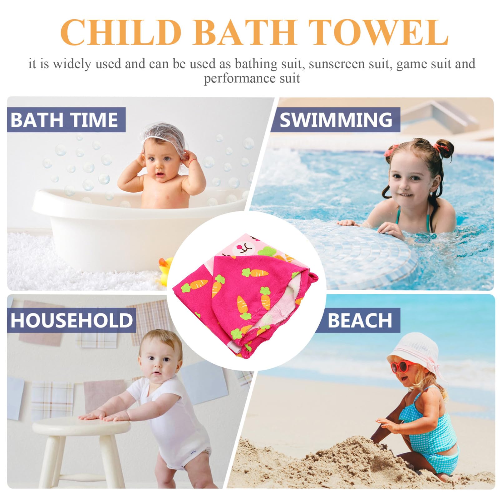 PRETYZOOM 2 Pièces Peignoir pour Enfants Cape Serviettes De Bain pour Bébé Serviettes pour Bébé À Capuche Serviette De Plage pour De Piscine pour Enfants Serviette À Capuche